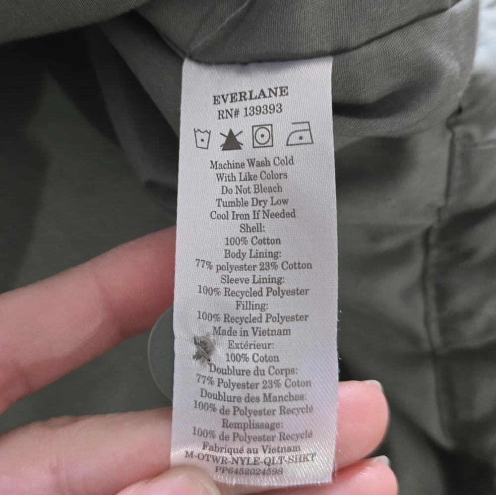 Everlane Men Renew Quilted Agave Green Liner Shacket Size Small